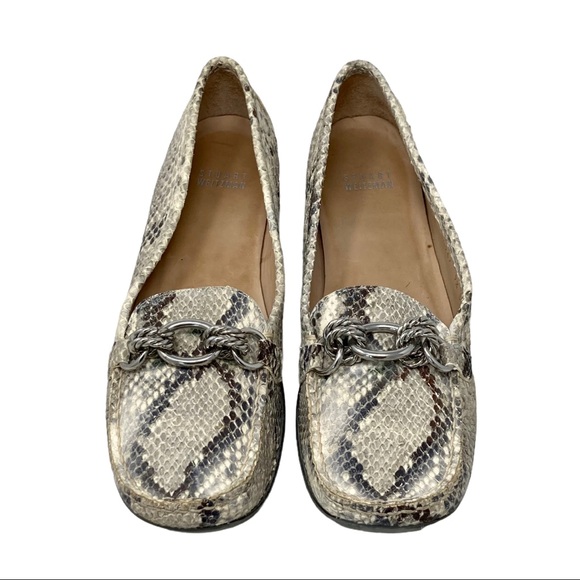 STUART WEITZMAN Snake & Chain Leather Loafers, EUC - Picture 11 of 11